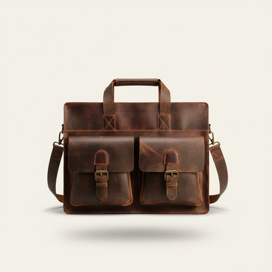 The Architect - Çift Cepli Tasarım Hakiki Deri Ofis ve Laptop Çantası Mağazam