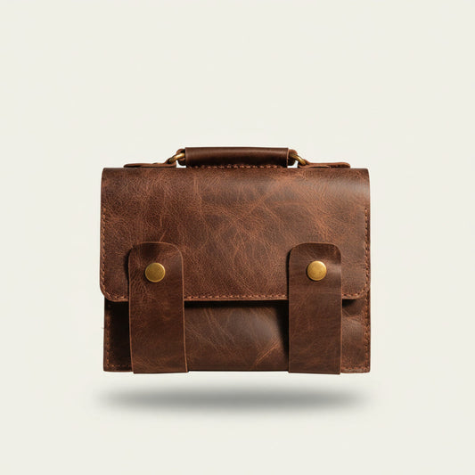 The Retro Box - Kutu Tasarım Sert Yapılı Hakiki Deri Omuz Çantası Mağazam