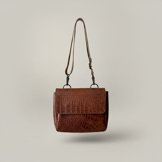 Milano Crossbody - Timsah (Kroko) Desenli Hakiki Deri Askılı Çanta Mağazam